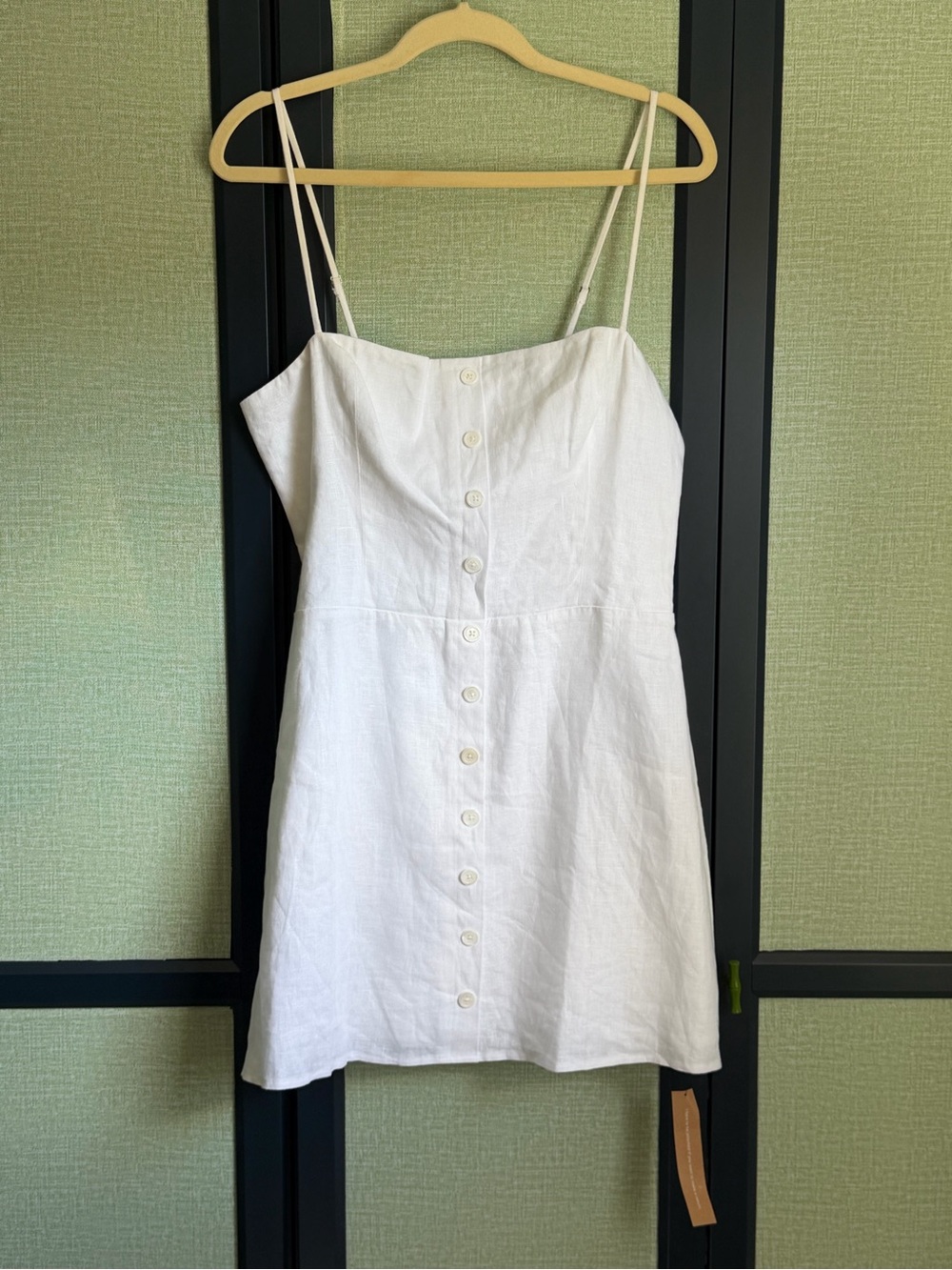 Reformation Huckleberry Button Front 100% Linen Mini Dress in White, Size 10 NWT - Picture 2 of 11
